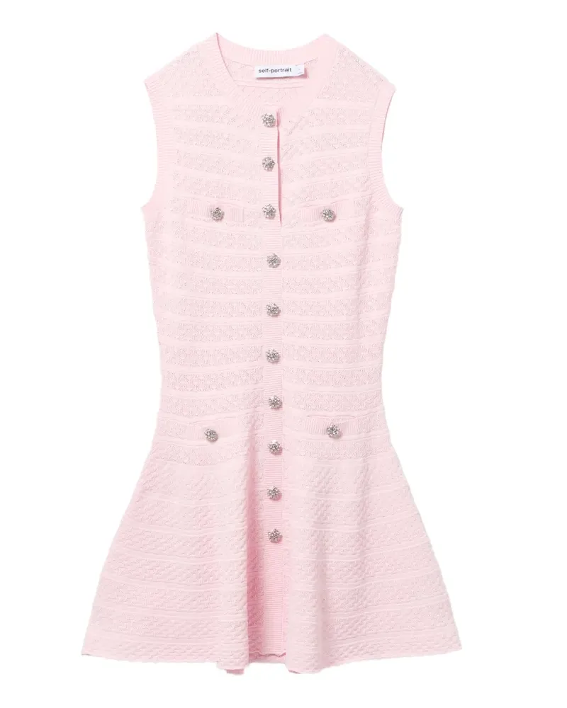 Self-Portrait Diamante Minikleid - Rosa Rosa