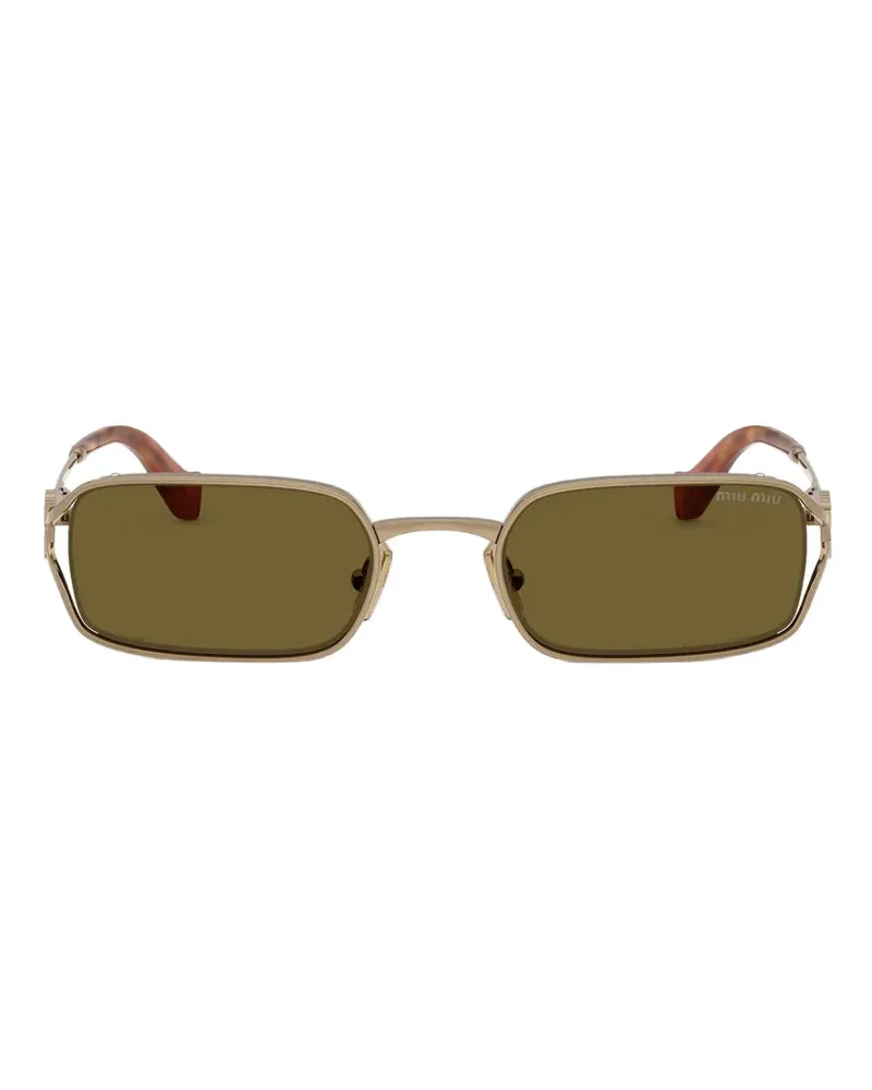 Miu Miu Sonnenbrille mit eckigem Gestell - Gold Gold