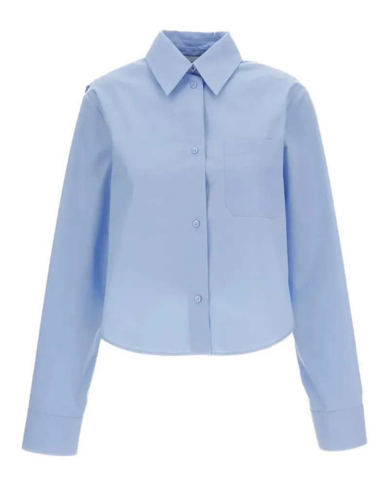 SPORTMAX pleated-back patch-pocket shirt - Blau Blau