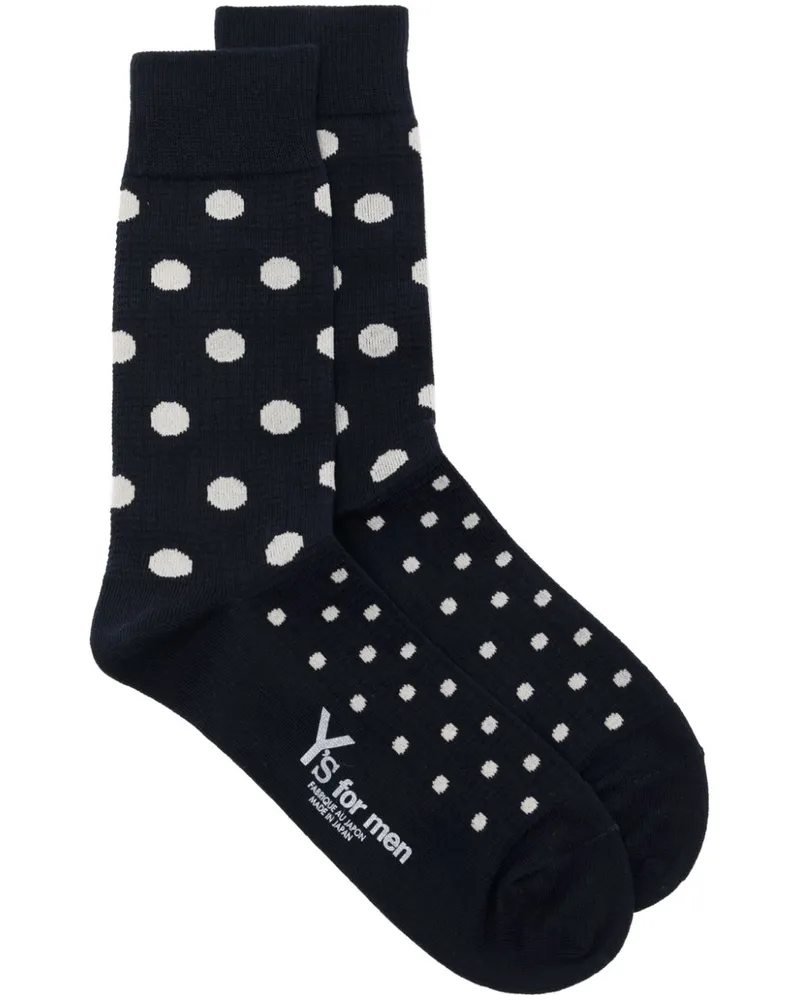Yohji Yamamoto Socken mit Gittermuster Blau