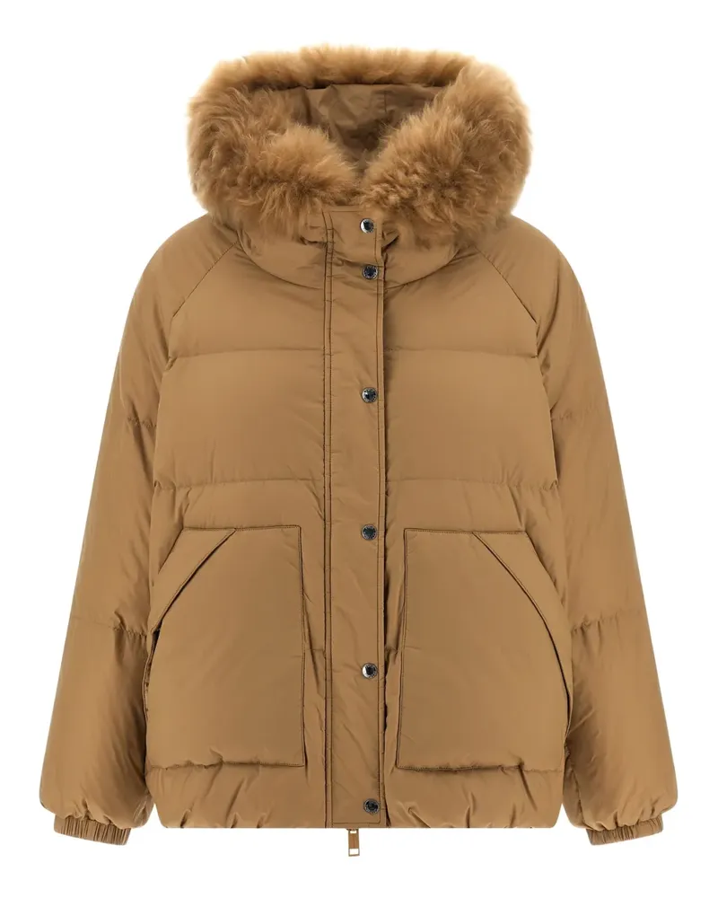 Yves Salomon padded fur-trimmed jacket - Nude Nude