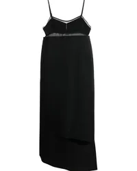 Sacai Asymmetrisches Midikleid mit Cut-Out Schwarz