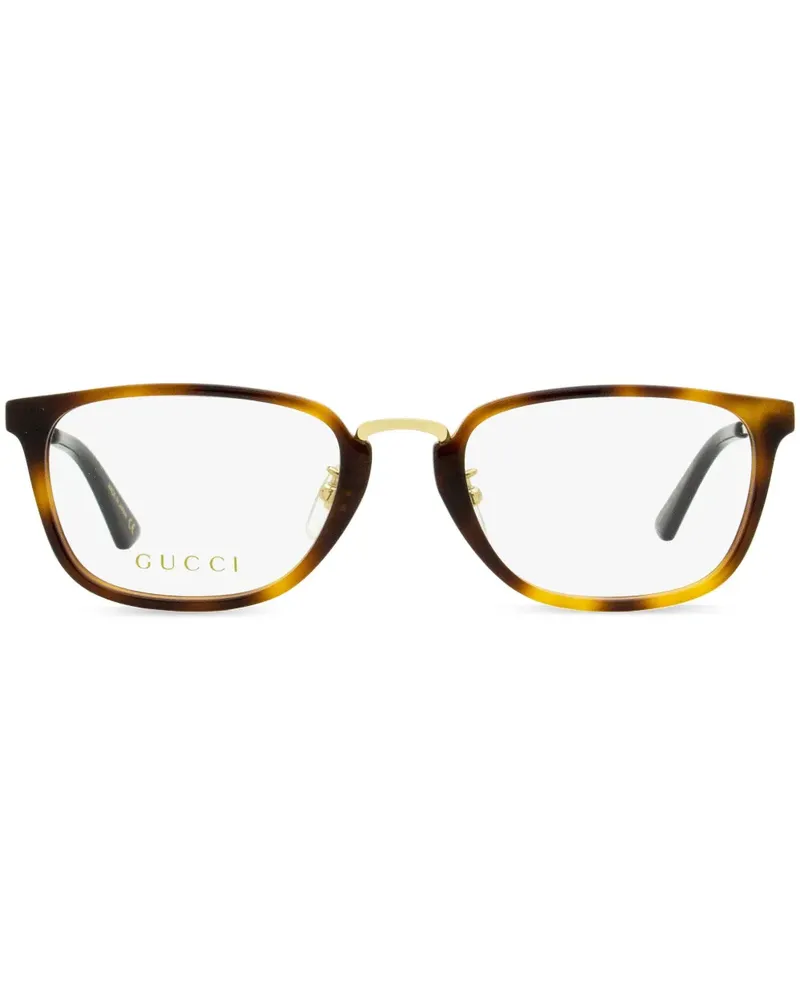 Gucci Eckige Brille mit Logo-Print - Braun Braun