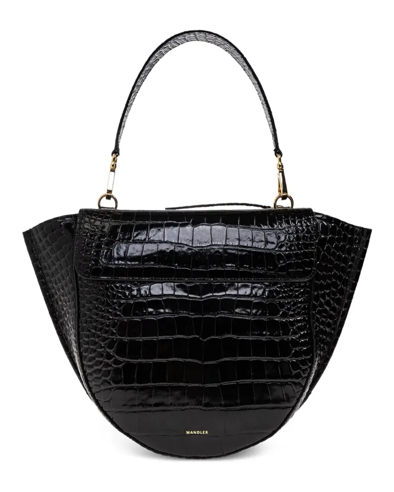 WANDLER Mia Tote Bag mit Kroko-Effekt - Schwarz Schwarz