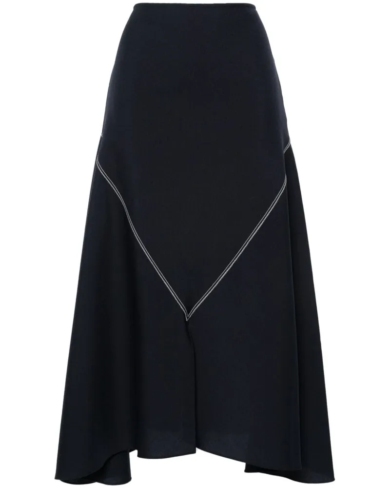 Marni Asymmetrischer Midirock mit hohem Bund - Blau Blau