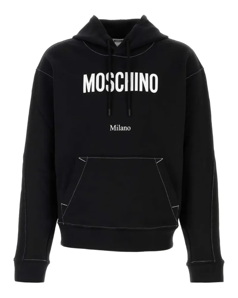 Moschino contrast-stitch logo-print hoodie - Schwarz Schwarz
