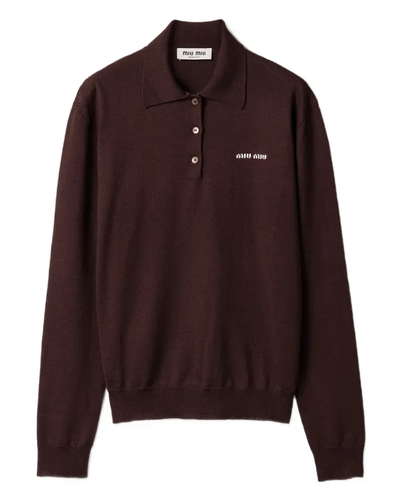 Miu Miu wool long-sleeve polo shirt - Braun Braun