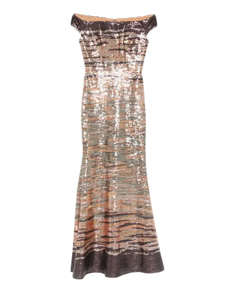 Elie Saab Maxikleid mit Pailletten - Nude Nude