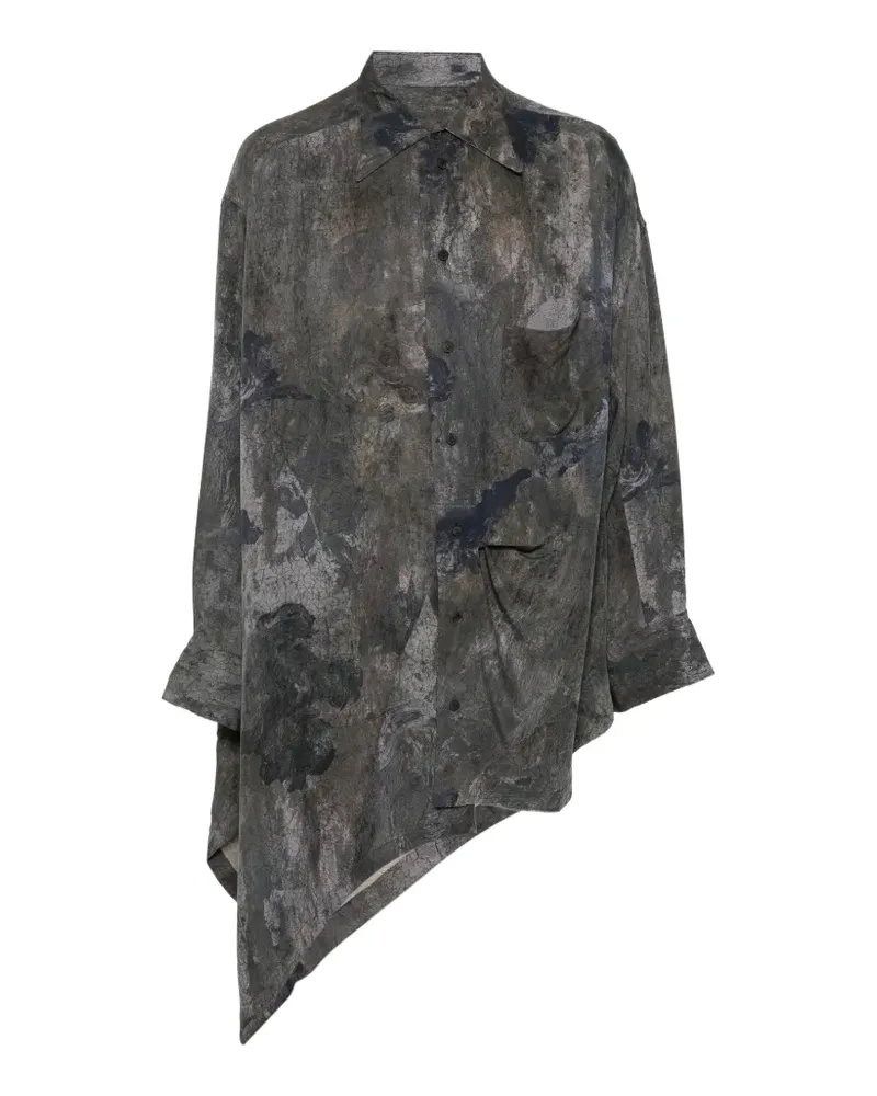 Ziggy Chen Asymmetrisches Hemd mit Print - Grau Grau