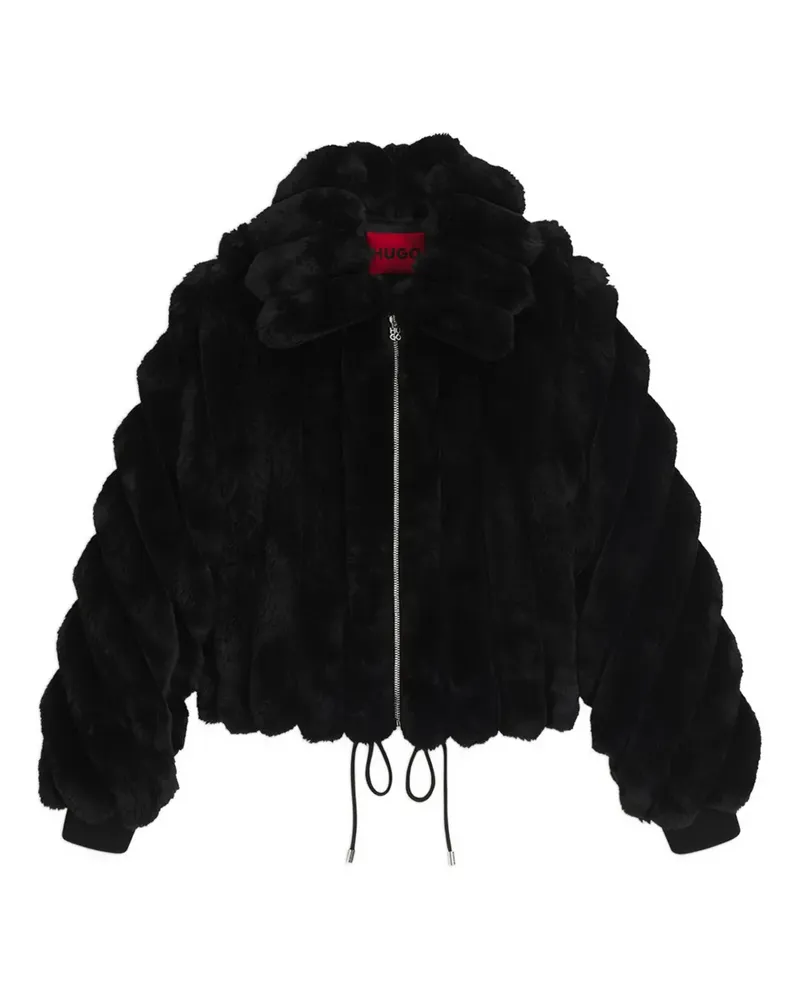 HUGO BOSS zip-up faux-fur jacket - Schwarz Schwarz