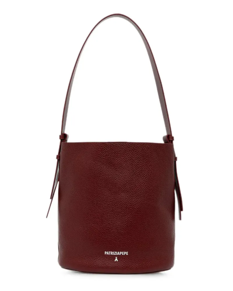 Patrizia Pepe Never Complete logo-print grained bucket bag - Rot Rot