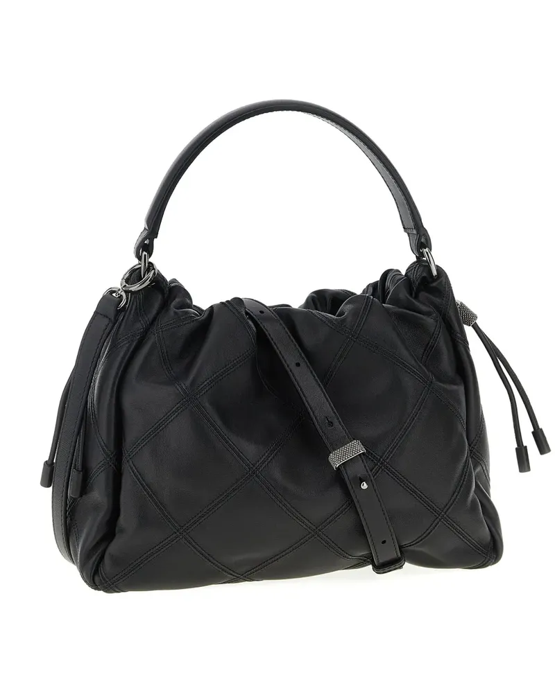 Brunello Cucinelli Kleiner Mellow Tote Bag mit Rautenmuster - Schwarz Schwarz