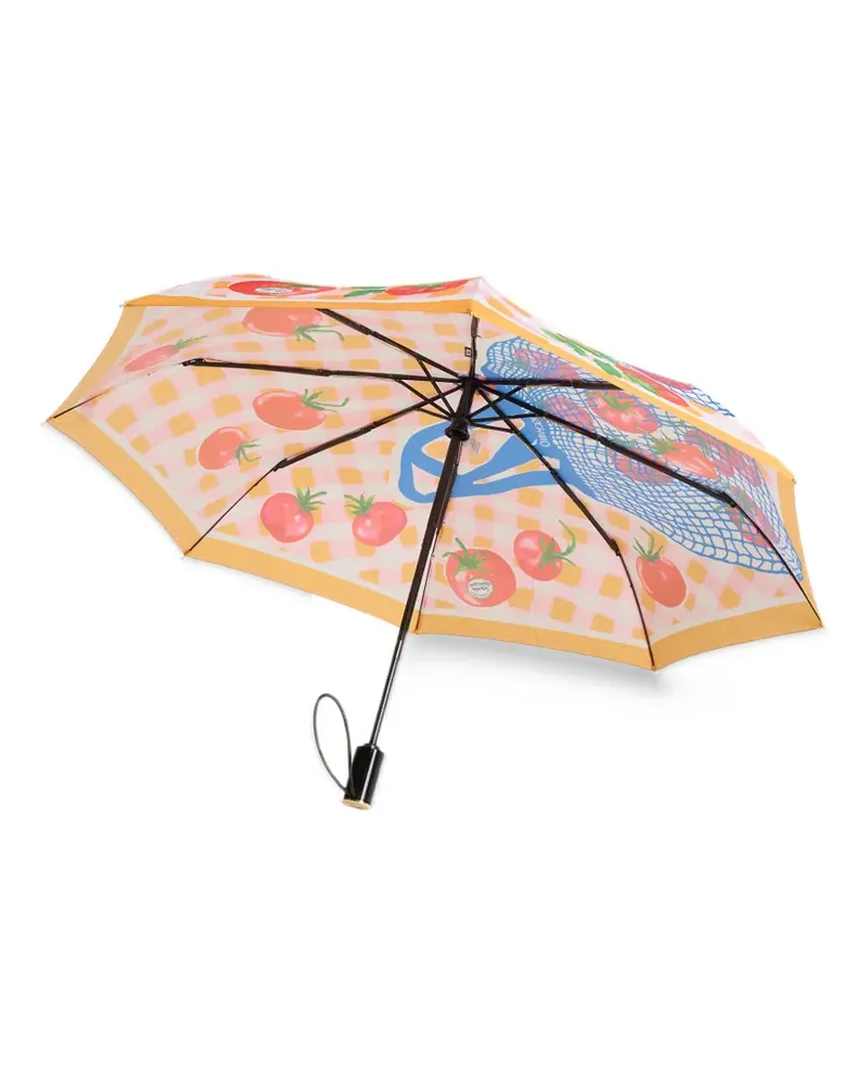Moschino Automatik-Regenschirm mit Tomaten-Print - Weiß Weiß