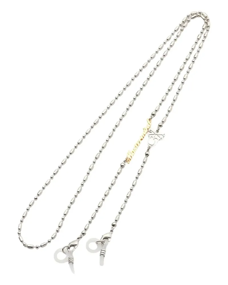 Mastermind Japan beaded logo-plaque glasses chain - Silber Silber