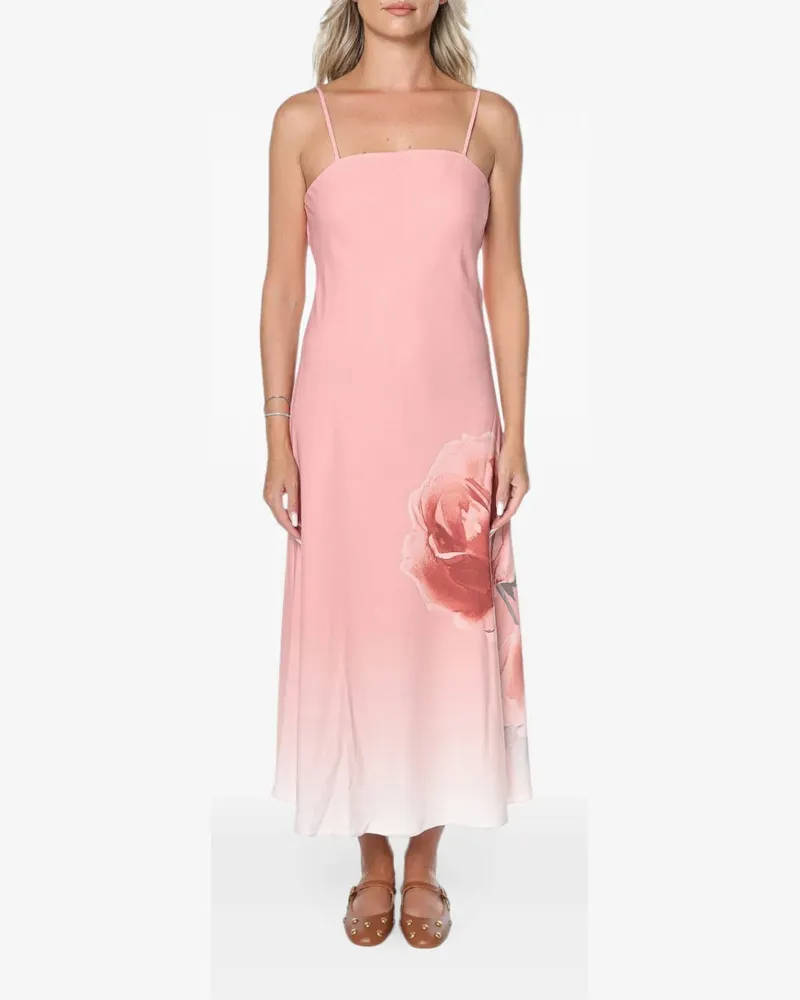 Ted Baker Nahsa Midikleid mit Blumenprint - Rosa Rosa