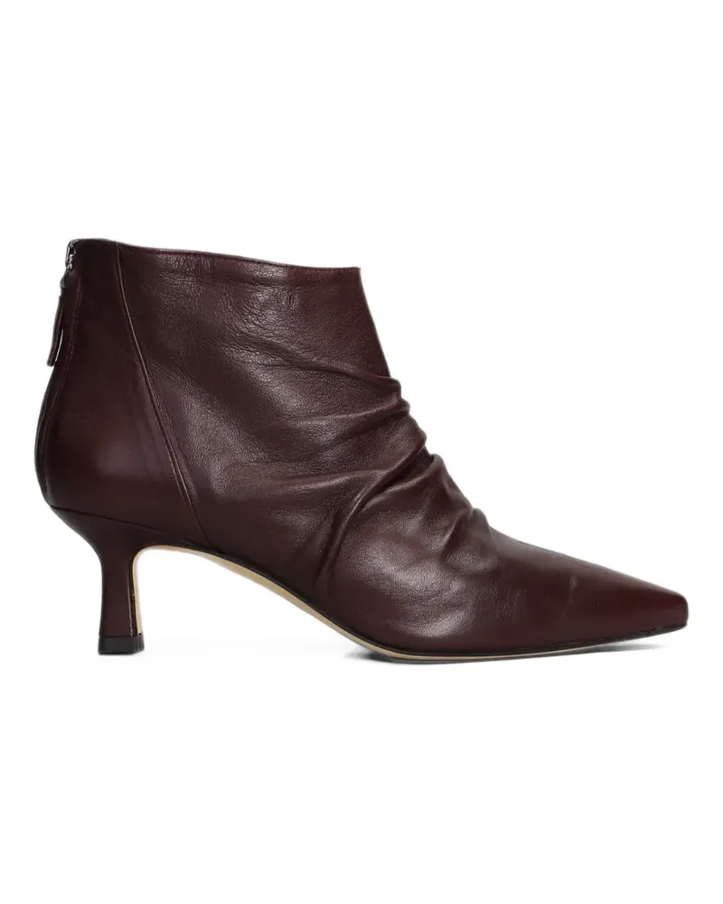 The Seller ruched pointed-toe ankle boots - Rot Rot