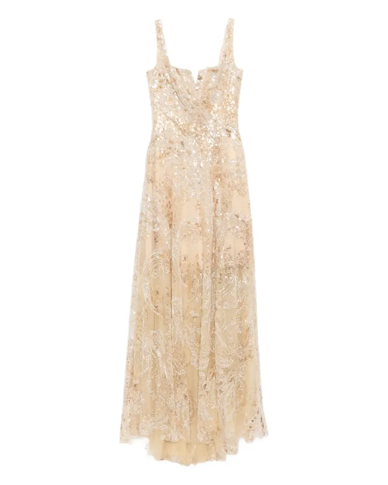Saiid Kobeisy Langes Kleid mit Pailletten - Nude Nude