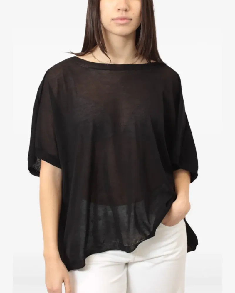 MEIMEIJ round-neck sheer blouse - Schwarz Schwarz