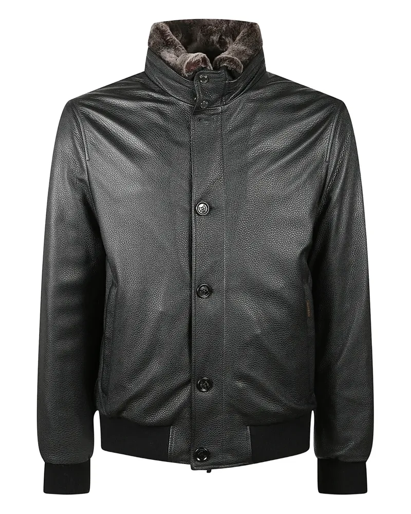 MOORER Cleros-P1 fur collar jacket - Schwarz Schwarz