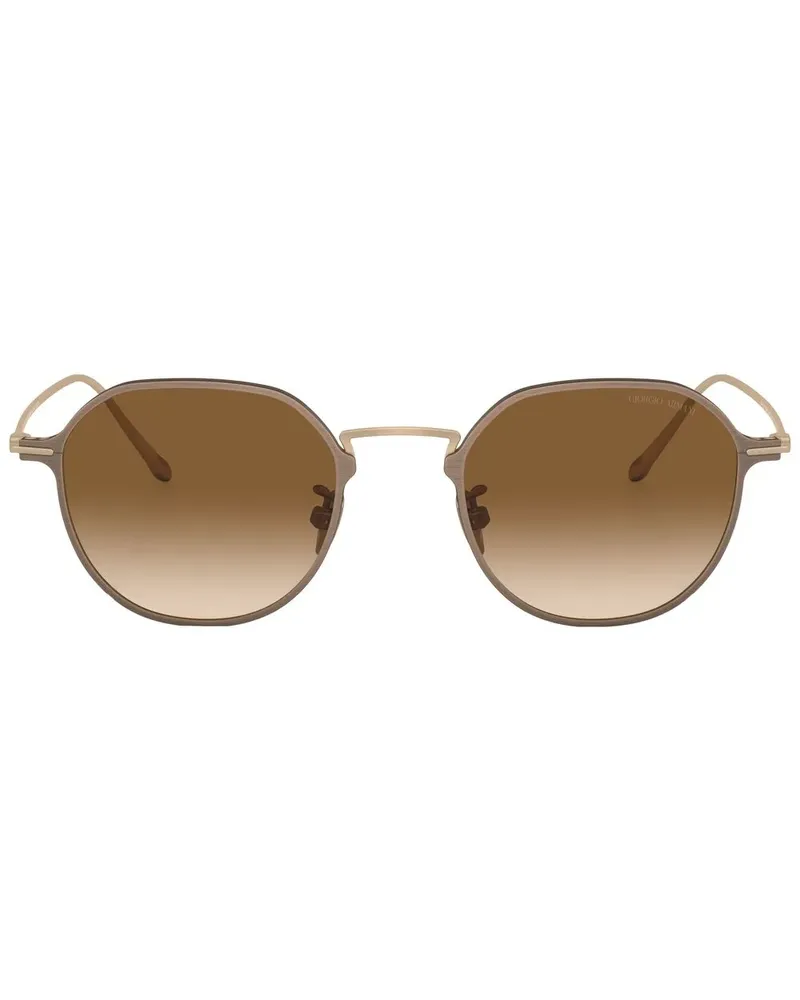 Giorgio Armani Runde Sonnenbrille mit Logo-Print - Metallic Metallic