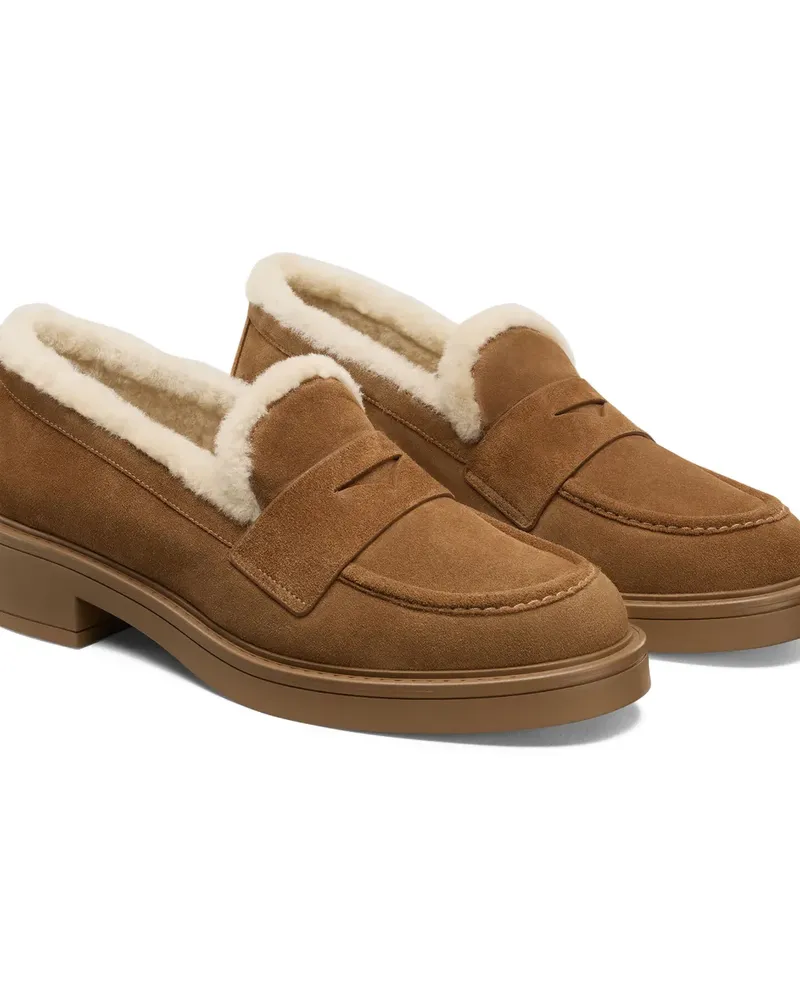 Stuart Weitzman Celia Lite Penny-Loafer aus Shearling - Braun Braun