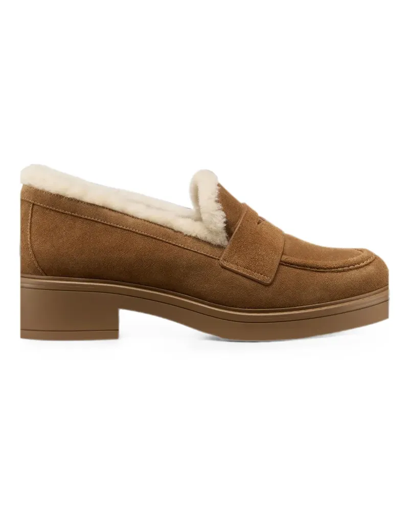 Stuart Weitzman Celia Lite Penny-Loafer aus Shearling - Braun Braun