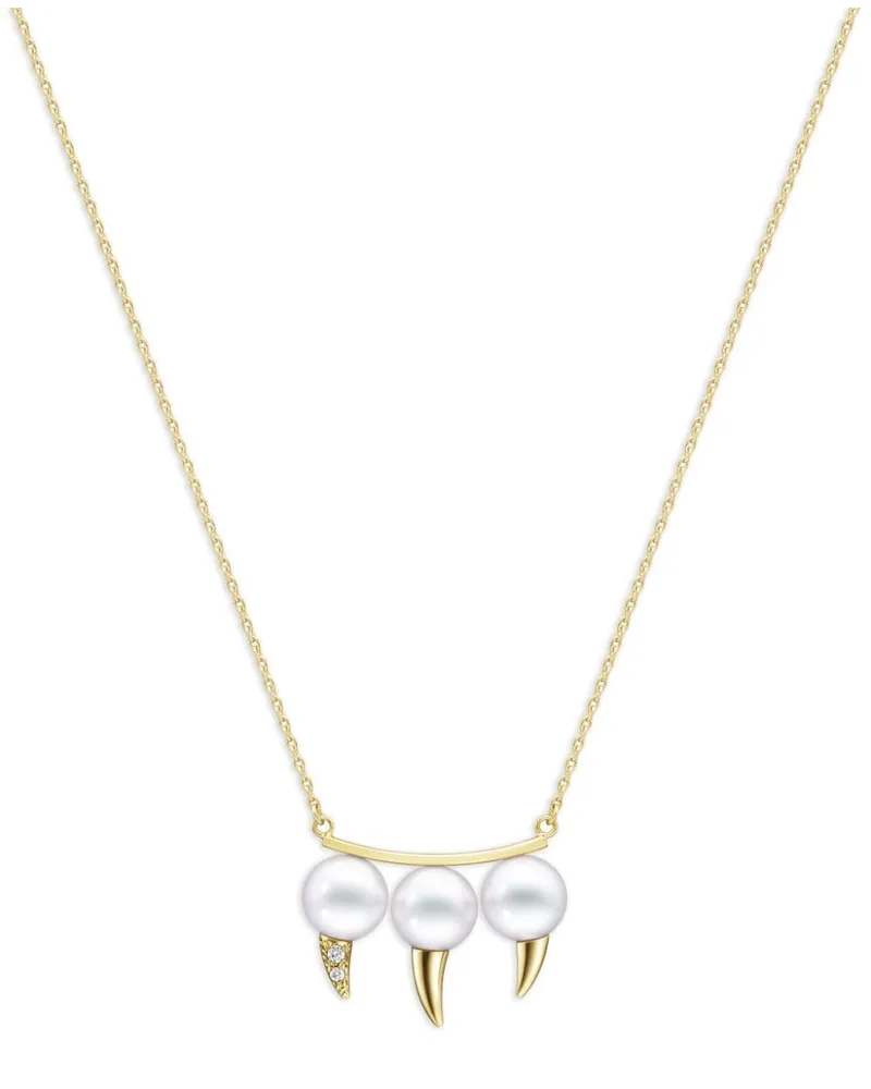 TASAKI 18kt Collection Line Danger Fang Gelbgoldkette mit Perlen Gold
