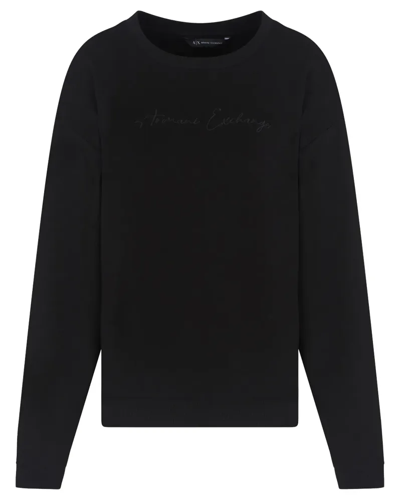 Armani Exchange T-Shirt mit Logo-Stickerei - Schwarz Schwarz