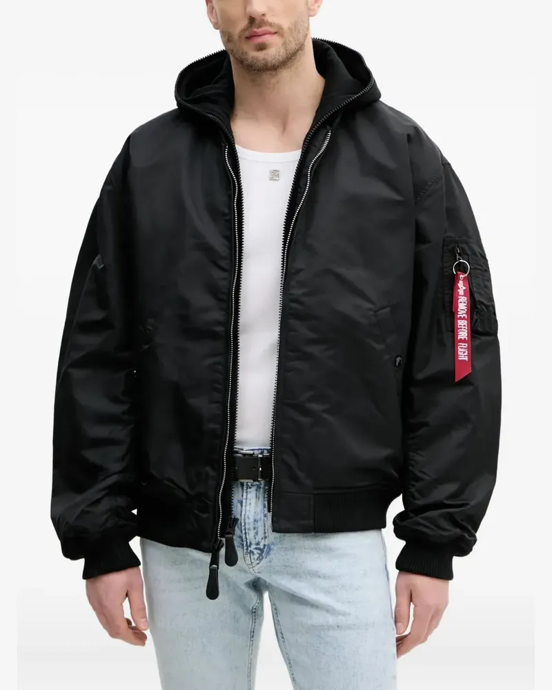 Alpha Industries Bomberjacke mit Kapuze - Schwarz Schwarz