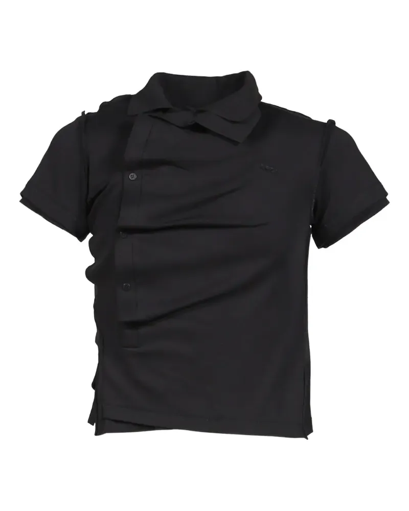 Natasha Zinko Verkürztes Poloshirt mit Doppelkragen - Schwarz Schwarz