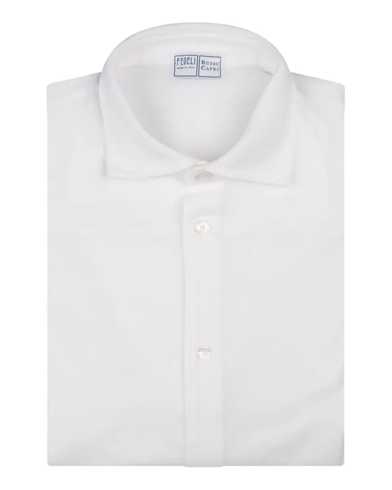 Fedeli Steve Hemd mit Piqué - Weiß Weiß