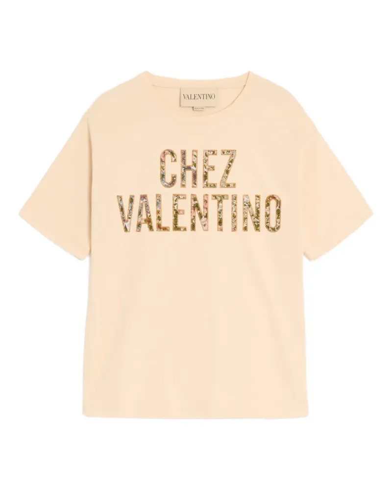 Valentino Garavani floral-print T-shirt - Nude Nude