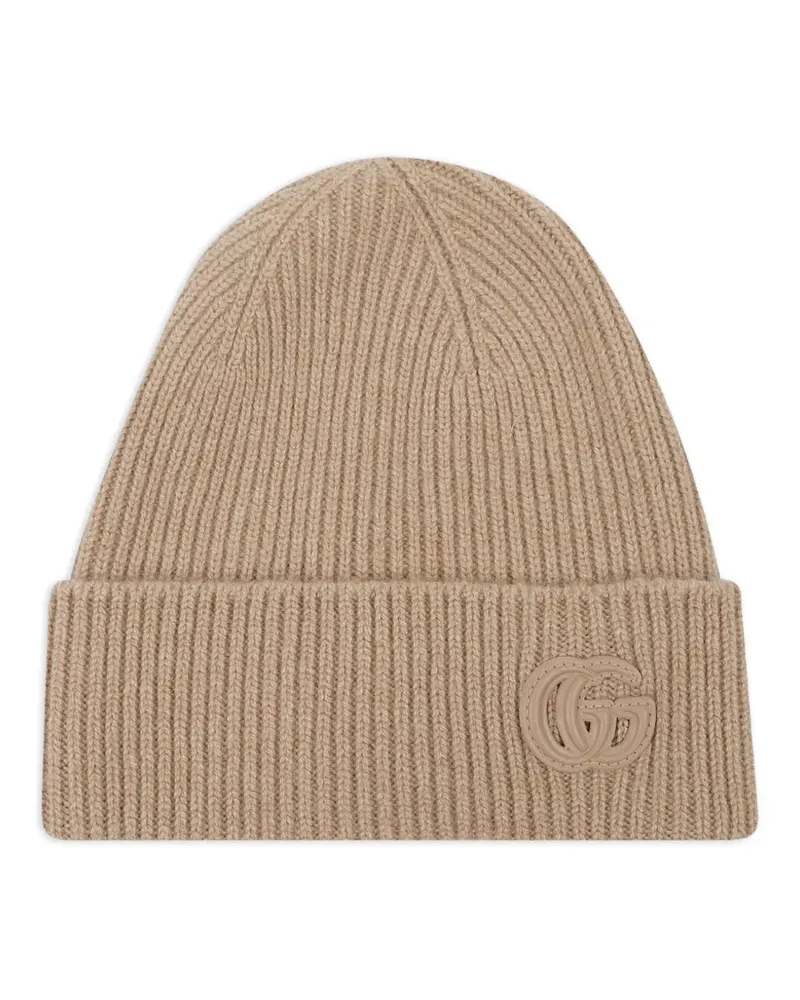 Gucci Gerippte Beanie mit GG-Patch - Braun Braun