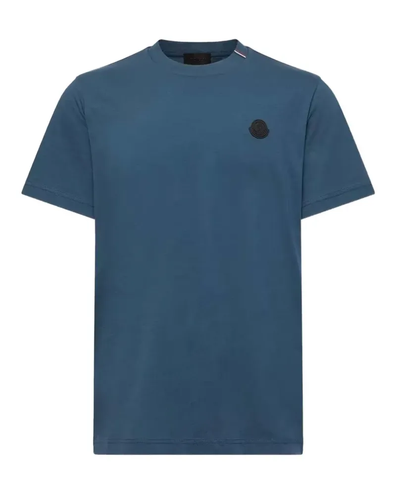 Moncler T-Shirt mit Logo-Patch - Blau Blau