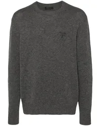 Prada Kaschmirpullover mit Logo-Stickerei Grau