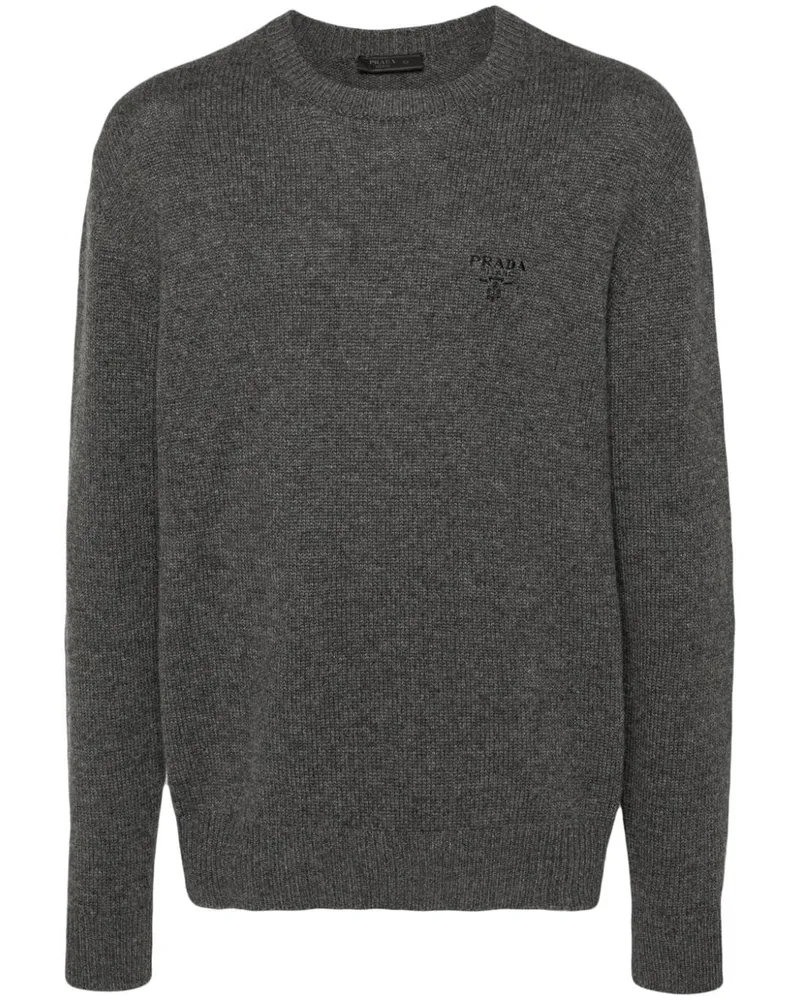 Prada Kaschmirpullover mit Logo-Stickerei Grau