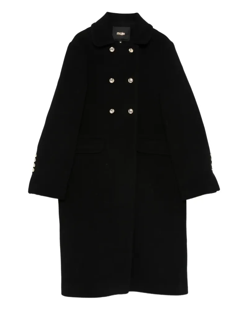 Maje Doppelreihiger Mantel - Schwarz Schwarz