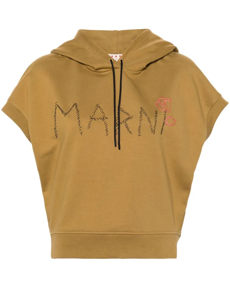 Marni Ärmelloser Hoodie mit Logo-Stickerei Gelb