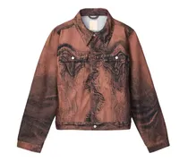 Jeansjacke mit Acid-Wash-Effekt - Braun