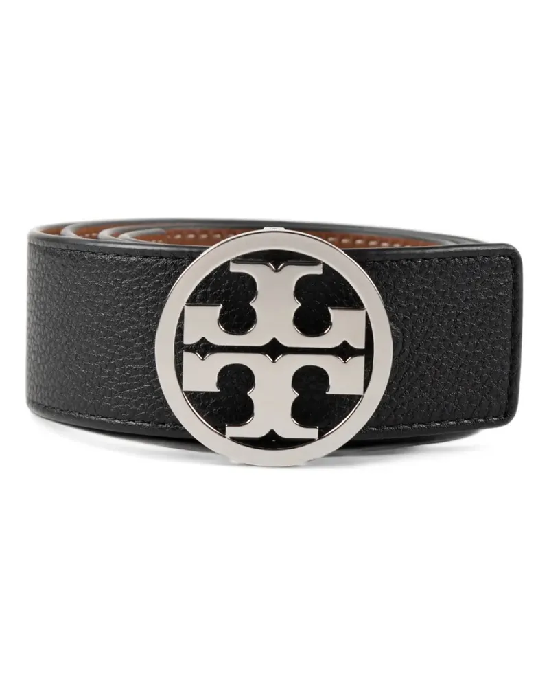 Tory Burch Miller logo-plaque pebbled leather belt - Schwarz Schwarz