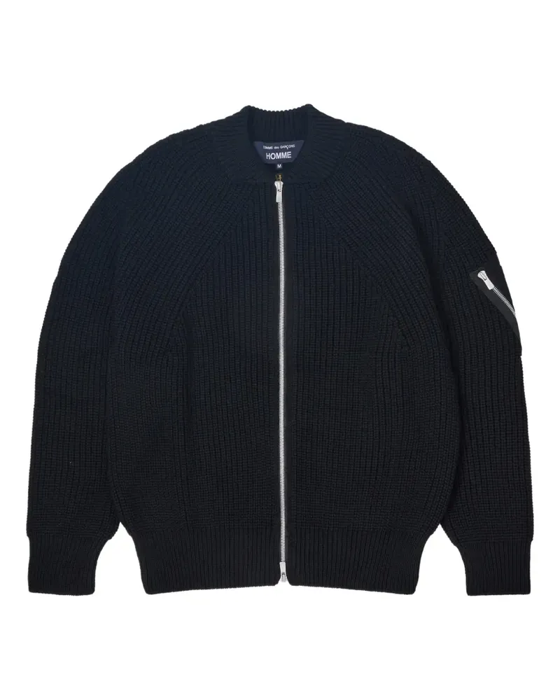 Comme des Garçons Gerippter Cardigan mit Reißverschluss - Schwarz Schwarz