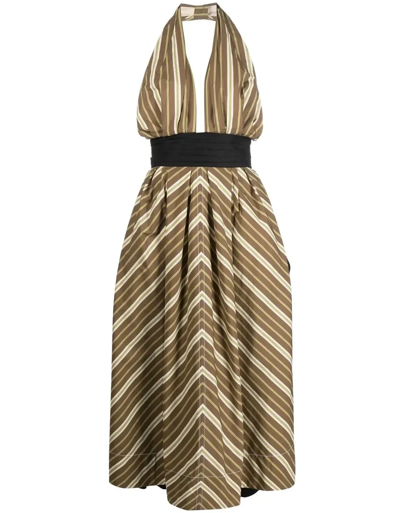 Tory Burch Gestreiftes Popeline-Kleid - Grün Grün