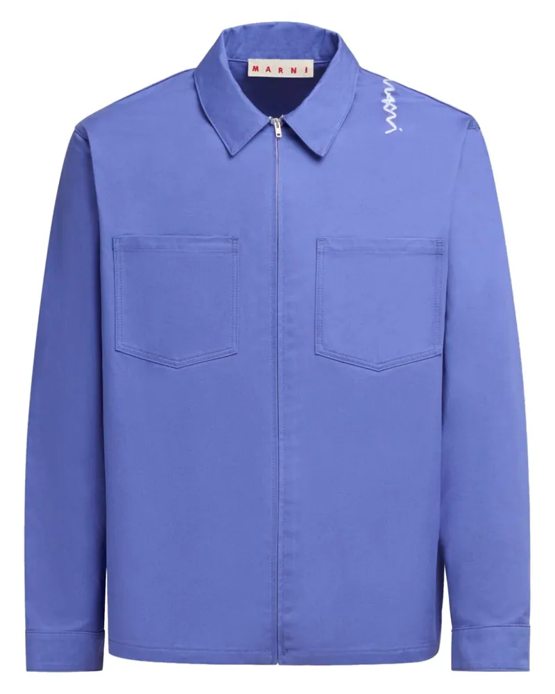 Marni Hemdjacke mit Logo-Stickerei - Violett Violett
