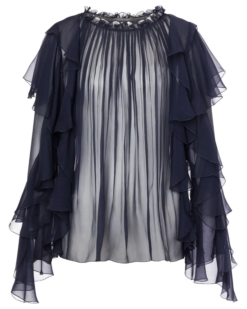 Alberta Ferretti Bluse mit Rüschendetail - Blau Blau