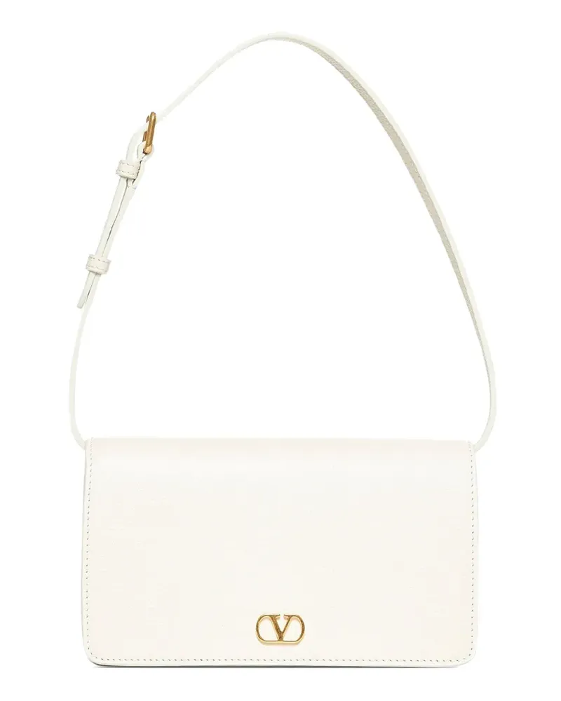 Valentino Garavani logo-plaque leather shoulder bag - Weiß Weiß