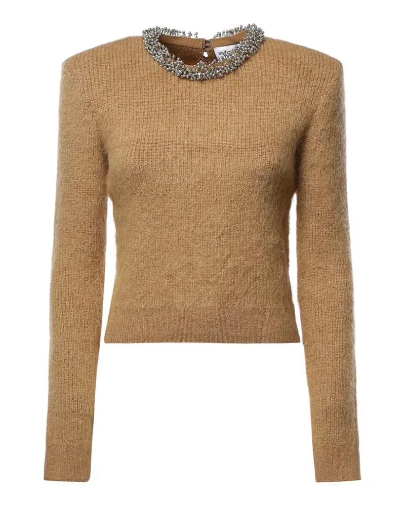 Self-Portrait Pullover mit verziertem Ausschnitt - Nude Nude