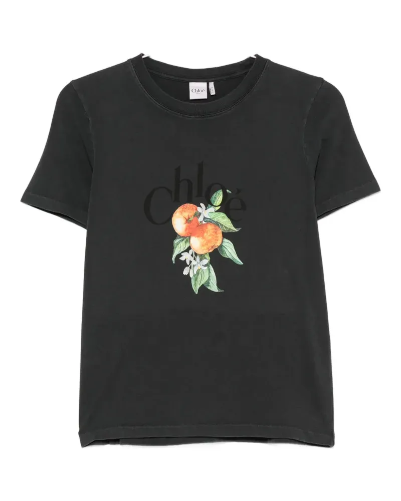 Chloé logo-print fruit-print T-shirt - Schwarz Schwarz