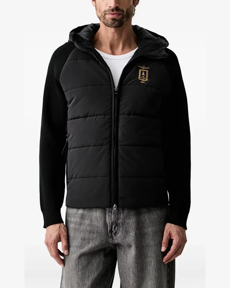 Aeronautica Militare quilted knit-sleeve jacket - Schwarz Schwarz