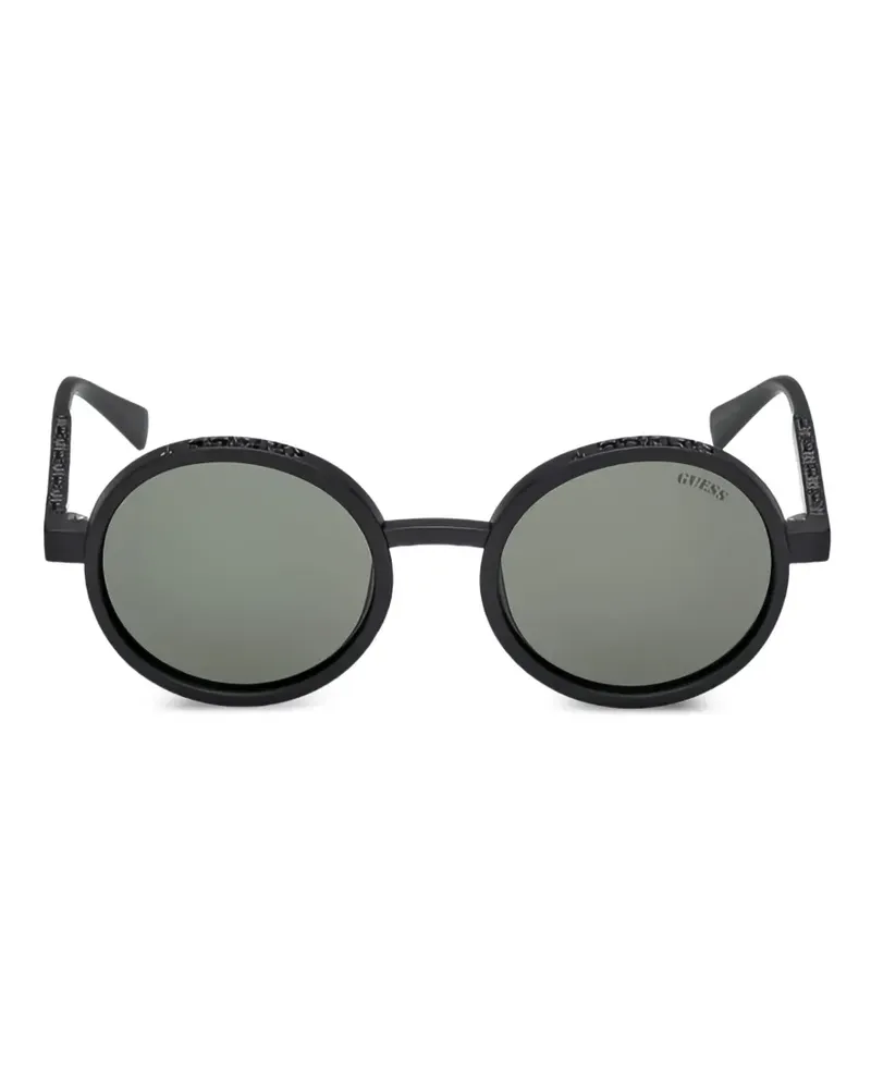 Guess Matte Sonnenbrille mit rundem Gestell - Schwarz Schwarz