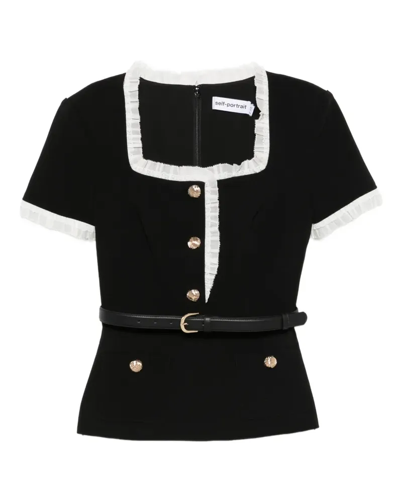 Self-Portrait button-up belted blouse - Schwarz Schwarz